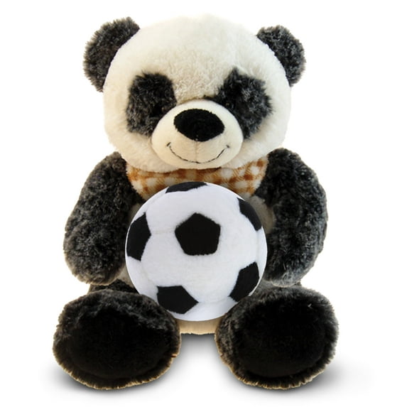 DolliBu Sitting Panda Stuffed Animal with Soccer Ball Plush - Soft and Huggable Panda Bear with Cute Soccer Plush Ball Sports Gift for Kids and Adults - 9 Inch
