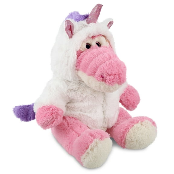 DolliBu Sitting Pink Alligator Unicorn Plush Stuffed Animal Toy - Super Soft Gatorcorn Dress Up with Removable Plush Unicorn Outfit, Cute Fantasy Wildlife Gift - 10 Inches