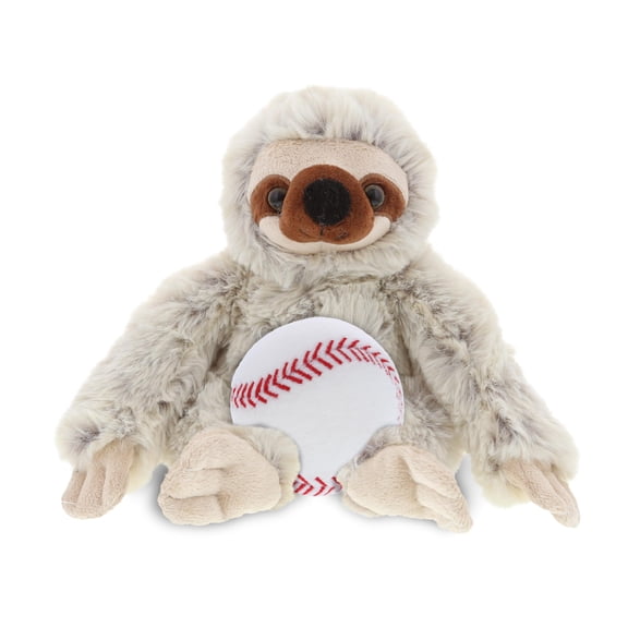 DolliBu Sloth Stuffed Animal with Baseball Plush - Soft and Huggable Sloth Gift, Cute Wild Animal with Plush Baseball Toy for Kids, Adults - 7.5 Inches
