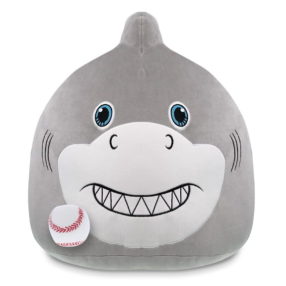 DolliBu Snug-Mooshies Shark Stuffed Animal with Baseball Plush - Soft and Huggable Shark Gift, Cute Ocean Animal with Plush Baseball Toy for Kids - 17 Inches