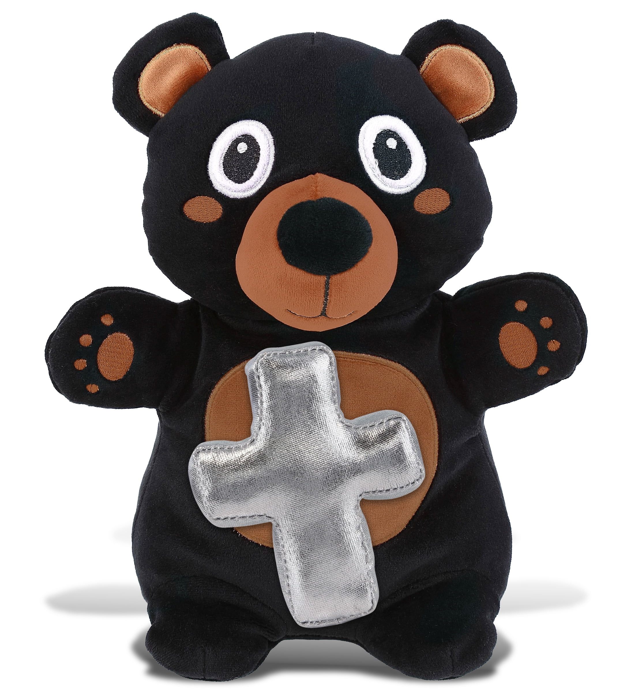 DolliBu Snug-Mooshies Standing Black Bear Stuffed Animal with Silver ...
