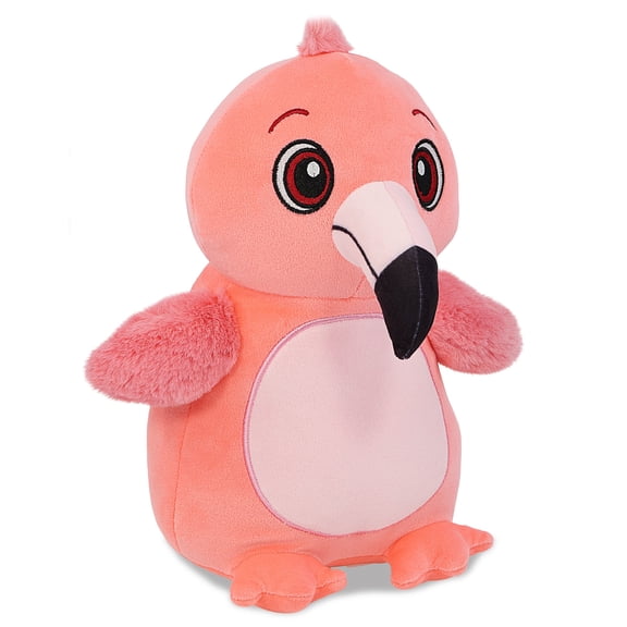 DolliBu Snug-Mooshies Standing Flamingo Plush Toy - Sensory Bird Plush Toy for Girls and Boys, Cute Kids Stuffed Animal Friend to Play, Squeeze, Soothe Stress and Cuddle - 10 Inches