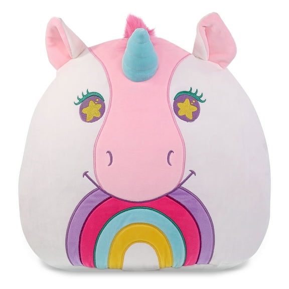 DolliBu Snug Mooshies Unicorn Stuffed Animal Plush Toy - Large Cuddly Fantasy Super Squishy Soft Toys, Huggable Big Plush Animals for Girls and Boys, Cute Toy Animal Pillow for Kids - 17 inches