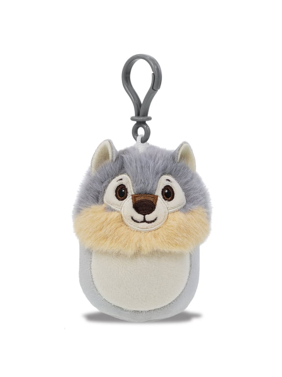 Snug-Mooshies Wolf Plush Keychain - Wolf Stuffed Animal Toy Key Chain for Backpack, Purse, Handbag, Cute Squishable Wildlife Animal Stuffed Toy Clip for Kids and Adults - 4 Inches