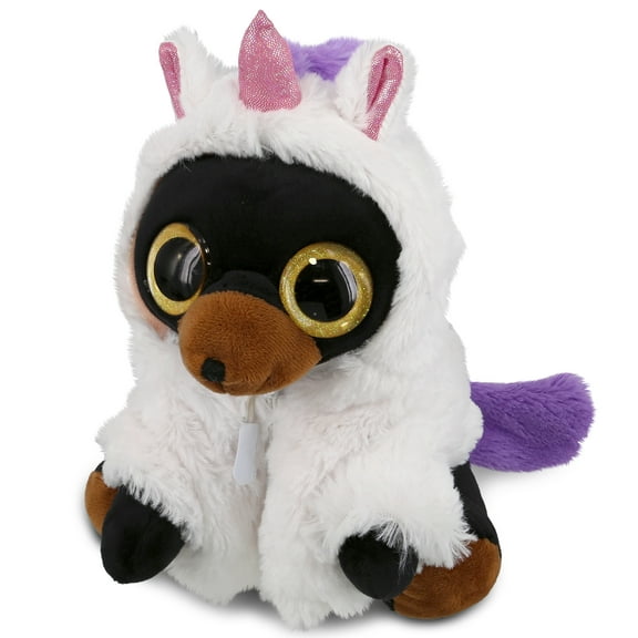 DolliBu Sparkle Eyes Black Bear Unicorn Plush Stuffed Animal Toy - Super Soft Bearcorn Dress Up with Removable Plush Unicorn Outfit, Cute Fantasy Wildlife Gift - 8 Inches