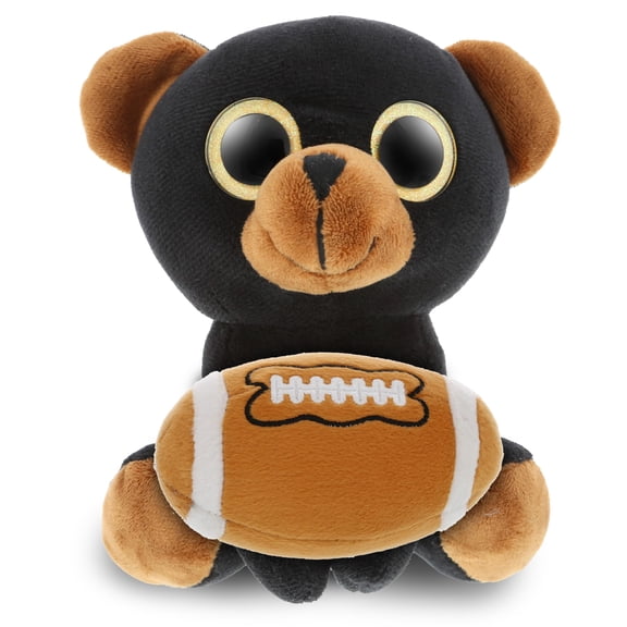 DolliBu Sparkle Eyes Large Black Bear Stuffed Animal with Football Plush Soft Huggable Bear, Adorable Playtime Plush Toy, Cute Wild Life Gift Plush Doll Animal Toy for Kids and Adults 10 Inch
