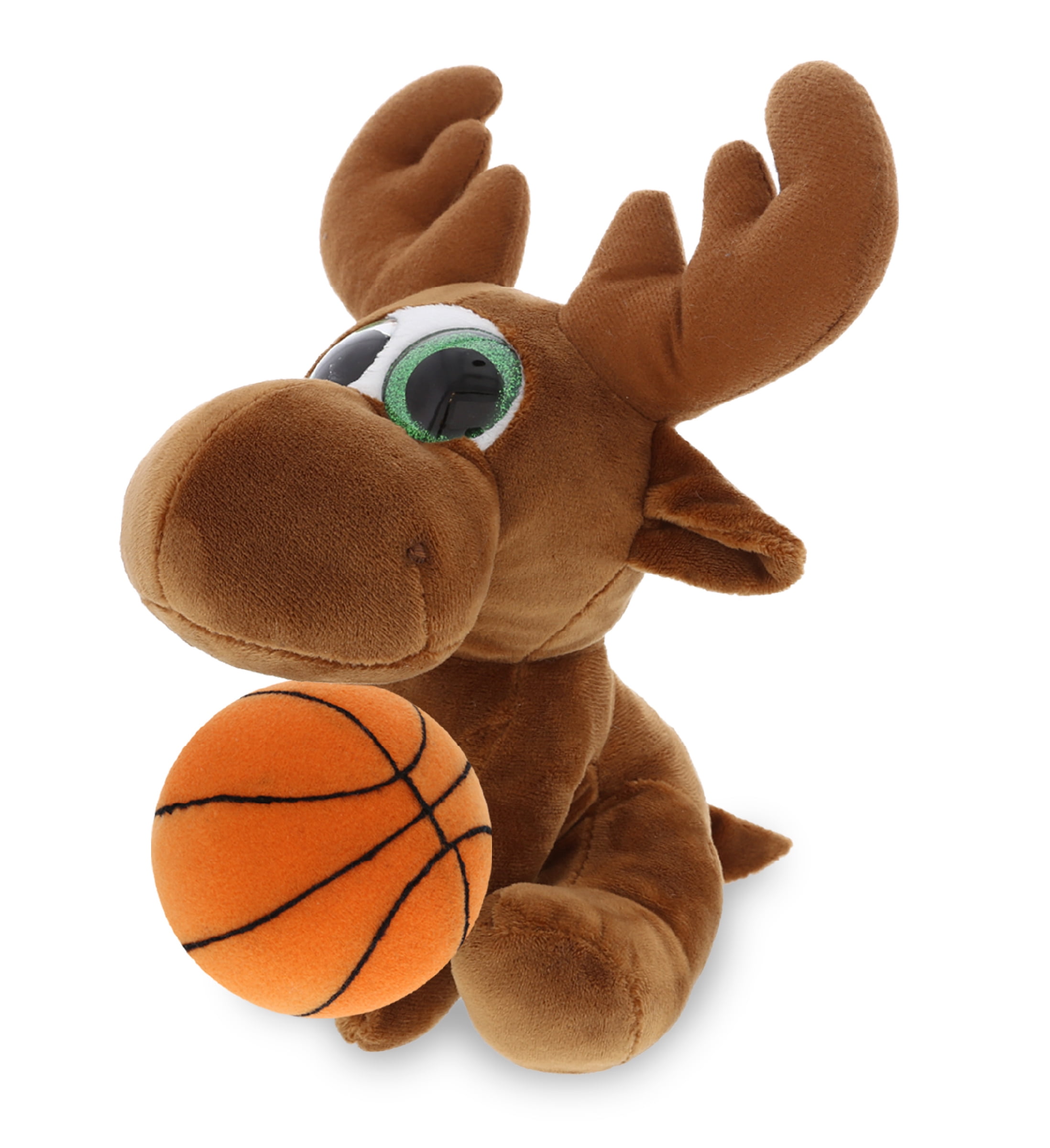 DolliBu Moose Stuffed Animal With Basketball - 6 Inch Soft Plush Toy For Kids & Adults, Personalized Gift Option