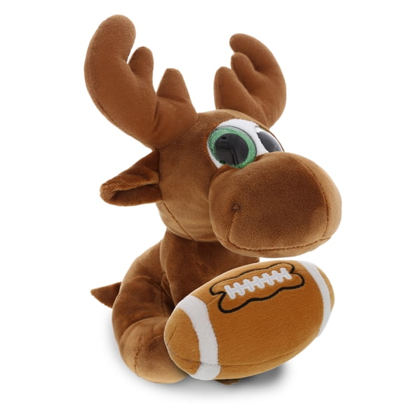 DolliBu Sparkle Eyes Moose Stuffed Animal with Football Plush  Soft Huggable Moose, Adorable Playtime Plush Toy, Cute Wild Life Gift Plush Doll Animal Toy for Kids and Adults  6.5 Inches