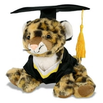 DolliBu Squat Leopard Graduation Plush Toy - Soft Leopard Plush Graduation Stuffed Animal Dress Up with Gown & Cap with Tassel Outfit - Congratulatory Graduation Gift - 8 Inches