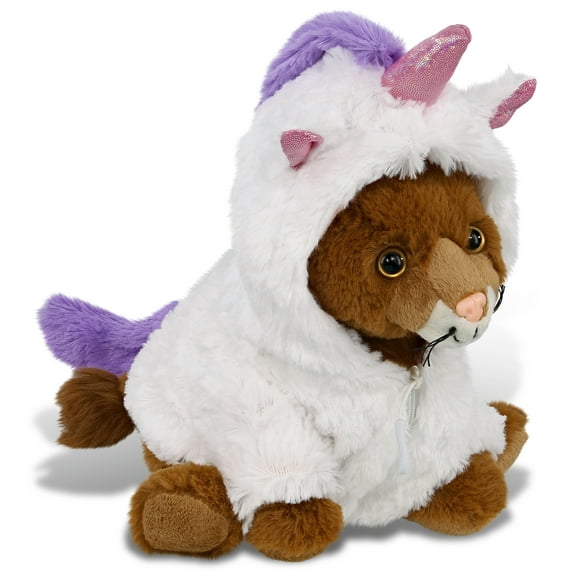 DolliBu Squat Lion Unicorn Plush Stuffed Animal Toy - Super Soft Lion Unicorn Dress Up Animal with Removable Plush Unicorn Outfit, Cute Fantasy Wildlife Plush Gift for Kids and Adults - 8 Inches