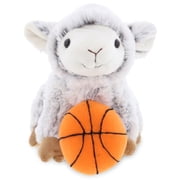 DolliBu Squat Sheep Stuffed Animal with Basketball Plush - Soft Plush Huggable Sheep, Adorable Playtime Plush Toy, Cute Farm Life Gift, Basketball Plush Doll Animal Toy for Kids, Adults - 9.5 Inch