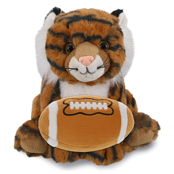 DolliBu Squat Tiger Stuffed Animal with Football Plush  Soft Huggable Tiger, Adorable Playtime Plush Toy, Cute Wild Life Gift Plush Doll Animal Toy for Kids and Adults  8 Inches