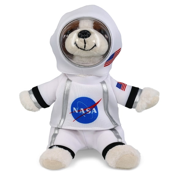 DolliBu St. Bernard Dog Astronaut Plush Toy - Super Soft Pet Life Astronaut Stuffed Animal with Space Helmet and NASA Astronaut Suit, Spaceman Doll Decor for Girls and Boys - 8 Inch