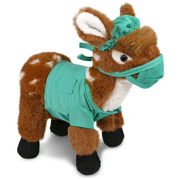DolliBu Standing Deer Small Doctor Plush Toy - Super Soft Deer Doctor Stuffed Animal Dress Up with Cute Scrub Uniform and Cap Outfit - Fluffy Doctor Toy Plush Gift - 10 Inches