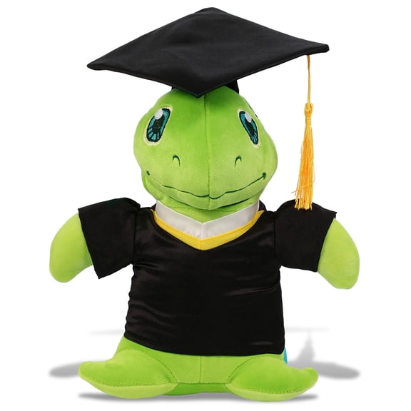 DolliBu Standing Sea Turtle Graduation Plush Toy - Snug-Mooshies Turtle Graduation Stuffed Animal Dress Up with Graduation Gown and Cap with Tassel Outfit - Congratulatory Graduation Gift - 7 Inches