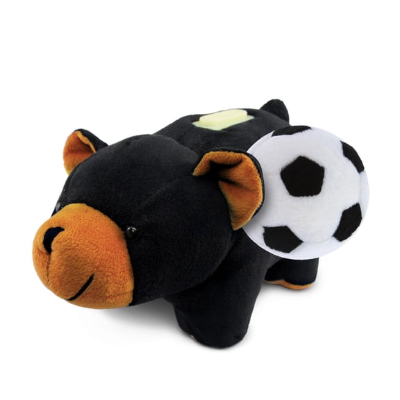 DolliBu Stuffed Animal Black Bear Plush Bank with Soccer Ball Plush - Soft, Huggable Bear Playtime Plush Toy, Cute Wild Life Gift, Super Soft Stuffed Doll Animal Toy for Kids, Adults - 9 Inches