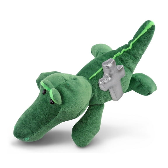 DolliBu Super Soft Alligator Stuffed Animal with Silver Cross Plush - Religious Baby Baptism Gifts for Boys and Girls, Dedication Christening Gifts Plush Prayer Toy Healing Stuffed Animal - 14 Inches