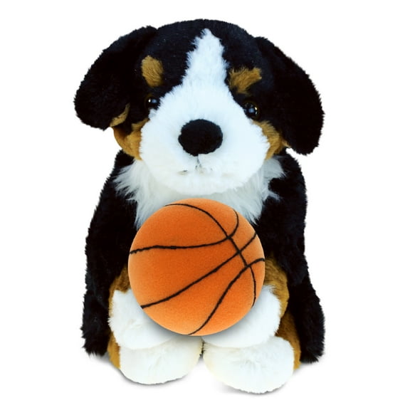 DolliBu Super Soft Bernese Dog Stuffed Animal with Basketball Plush Soft Huggable Dog, Adorable Playtime Plush Toy, Cute Pet Life Gift Plush Doll Animal Toy for Kids and Adults 8 Inches