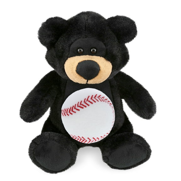 DolliBu Super Soft Black Bear Stuffed Animal with Baseball Plush - Soft Huggable Bear, Adorable Playtime Plush Toy, Cute Wildlife Gift, Super Soft Plush Doll Animal Toy for Kids and Adults - 9 Inches