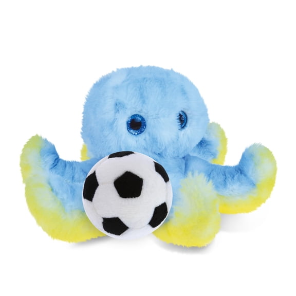 DolliBu Super Soft Blue Octopus Stuffed Animal with Soccer Ball Plush - Huggable Octopus Playtime Toy, Cute Ocean Gift Doll, Super Soft Stuffed Doll Animal Toy for Kids, Adults - 9.5 Inches