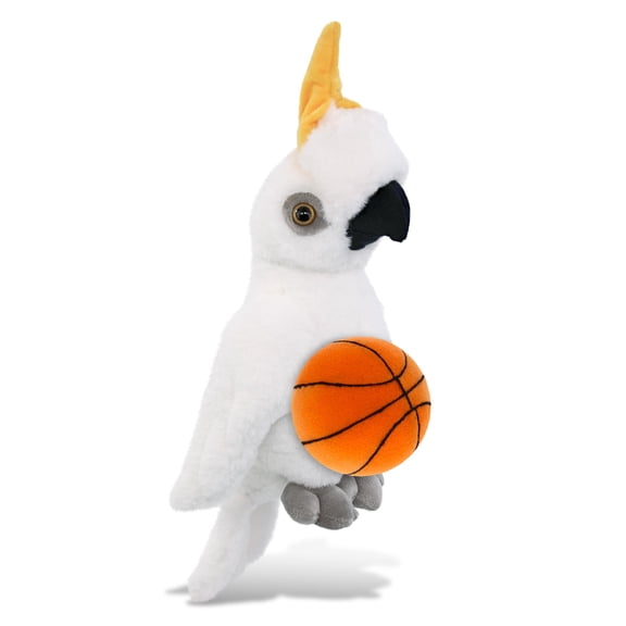 DolliBu Super Soft Cockatoo Stuffed Animal with Basketball Plush Huggable Cockatoo, Adorable Playtime Plush Toy, Cute Wildlife Gift Doll Animal Toy for Kids and Adults 10 Inches