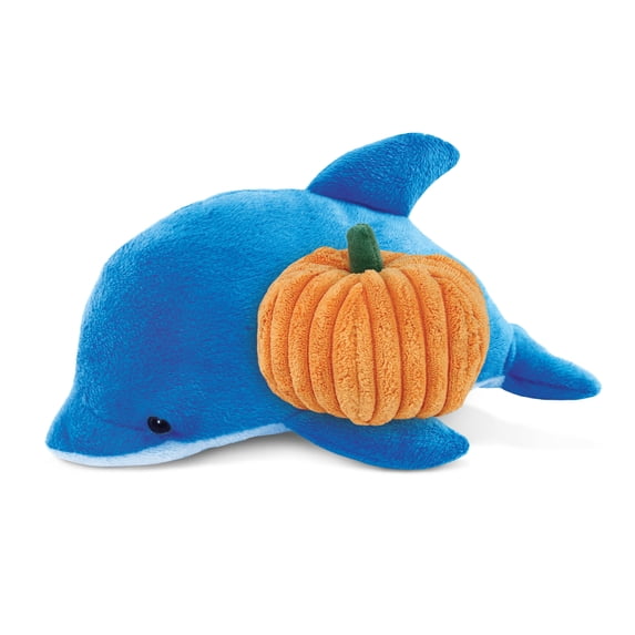 DolliBu Super Soft Dolphin Stuffed Animal with Pumpkin Plush Decor - Pumpkin Plush Ocean Animal Dolphin for Fall, Halloween and Thanksgiving, Pumpkin Plush Toy for Baby, Kids, Adults - 6 Inches