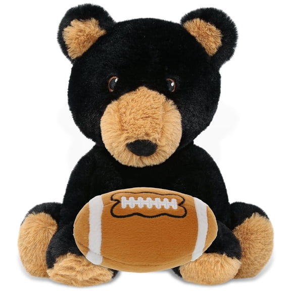 DolliBu Super Soft Eco-Friendly Black Bear Stuffed Animal with Football Plush - Huggable Black Bear, Adorable Playtime Plush Toy, Cute Wild Life Gift Doll Animal Toy for Kids and Adults - 9 Inches