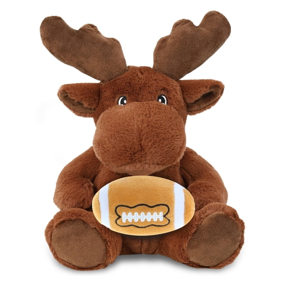 DolliBu Super Soft Eco-Friendly Moose Stuffed Animal with Football Plush - Soft Huggable Moose, Adorable Playtime Plush Toy, Cute Wild Life Gift Doll Animal Toy for Kids and Adults - 9 Inches