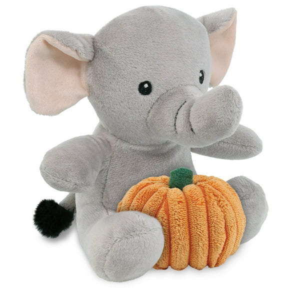 DolliBu Super Soft Elephant Stuffed Animal with Pumpkin Decor - Pumpkin Plush Animal for Fall, Halloween and Thanksgiving, Pumpkin Toy for Baby, Kids, Adults - 6 Inches
