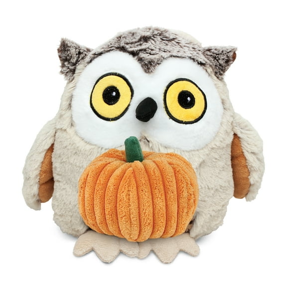 DolliBu Super Soft Fat Brown Owl Stuffed Animal with Pumpkin Decor - Pumpkin Plush Animal for Fall, Halloween and Thanksgiving, Pumpkin Toy for Baby, Kids, Adults - 10 Inches