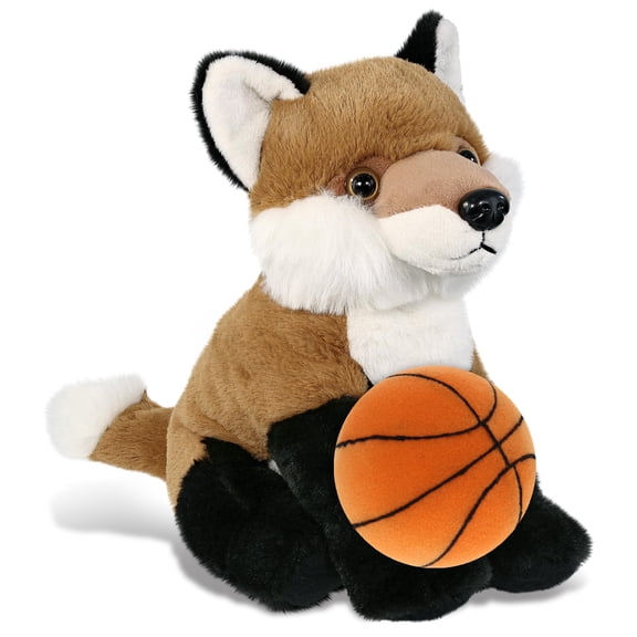DolliBu Super Soft Floppy Fox Stuffed Animal with Basketball Plush Huggable Fox, Adorable Playtime Plush Toy, Cute Wildlife Gift Doll Animal Toy for Kids and Adults 9 Inches