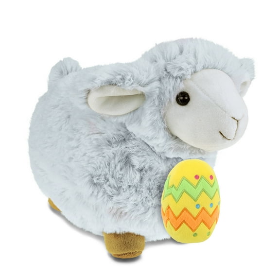 DolliBu Super Soft Fluffy White Sheep with Yellow Easter Egg Plush - Perfect Sheep Stuffed Animals for Easter Basket, Cute Easter Egg Stuffed Animal Spring Toys for Girls, Boys, and Babies - 11.5 Inch