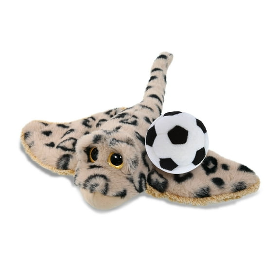 DolliBu Super Soft Golden Stingray Stuffed Animal with Soccer Ball Plush - Huggable Stingray Playtime Toy, Cute Ocean Gift Doll, Super Soft Stuffed Doll Animal Toy for Kids, Adults - 15 Inches