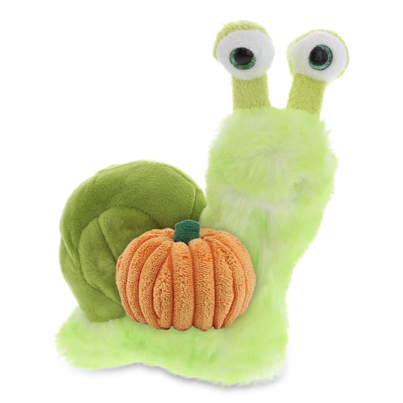 DolliBu Super Soft Green Snail Stuffed Animal with Pumpkin Decor - Pumpkin Plush Animal for Fall, Halloween and Thanksgiving, Pumpkin Toy for Baby, Kids, Adults - 7 Inches