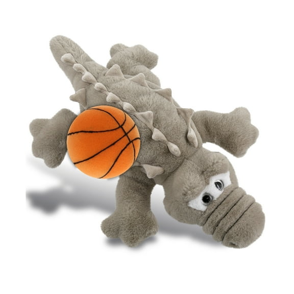DolliBu Super Soft Grey Alligator Stuffed Animal with Basketball Plush Soft Huggable Gator, Adorable Playtime Plush Toy, Cute Wild Life Gift Plush Doll Animal Toy for Kids and Adults 14 Inch
