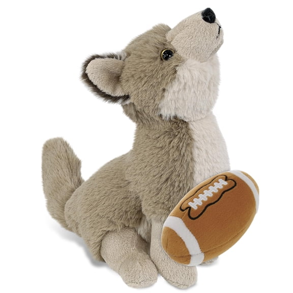DolliBu Super Soft Howling Wolf Stuffed Animal with Football Plush - Soft Huggable Wolf, Adorable Playtime Plush Toy, Cute Wild Life Gift Doll Animal Toy for Kids and Adults - 10.5 Inches