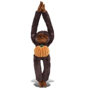 DolliBu Super Soft Long Arm Hanging Black Capuchin Monkey Stuffed Animal with Pumpkin Decor - Pumpkin Plush Animal for Fall, Halloween and Thanksgiving, Pumpkin Toy for Baby, Kids, Adults - 21 Inches