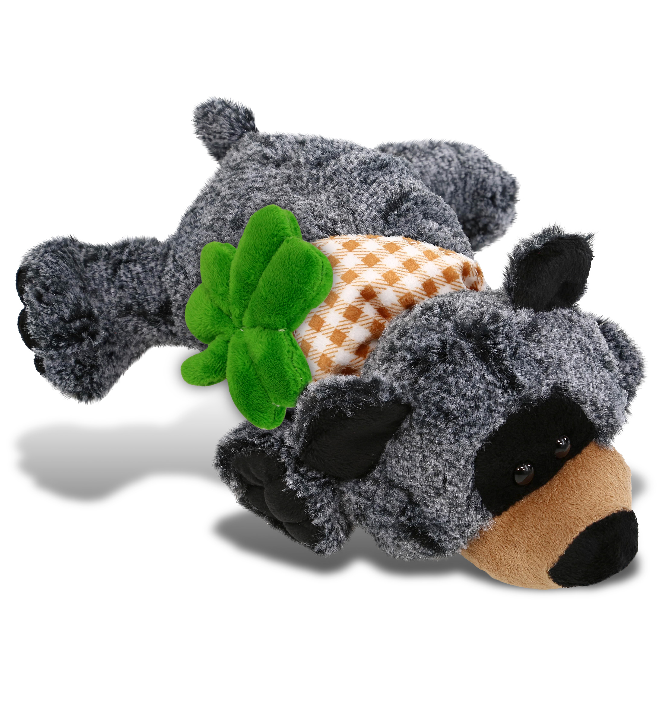 DolliBu Super Soft Lying Black Bear Stuffed Animal with Green Plush ...