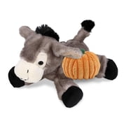 DolliBu Super Soft Lying Grey Donkey Stuffed Animal with Pumpkin Decor - Pumpkin Plush Animal for Fall, Halloween and Thanksgiving, Pumpkin Toy for Baby, Kids, Adults - 9 Inches