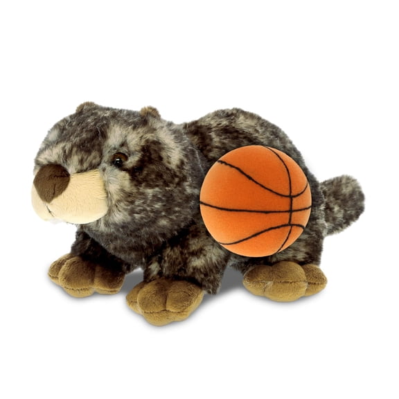 DolliBu Super Soft Lying Marmot Stuffed Animal with Basketball Plush Huggable Marmot, Adorable Playtime Plush Toy, Cute Wildlife Gift Doll Animal Toy for Kids and Adults 11 Inches