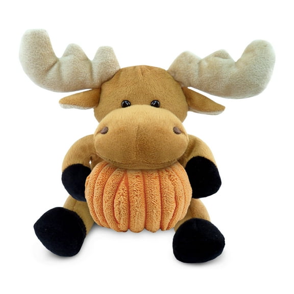 DolliBu Super Soft Moose Stuffed Animal with Pumpkin Plush Decor - Moose Pumpkin Plush Wildlife Animal for Fall, Halloween and Thanksgiving, Pumpkin Plush Toy for Baby, Kids, Adults - 6 Inches