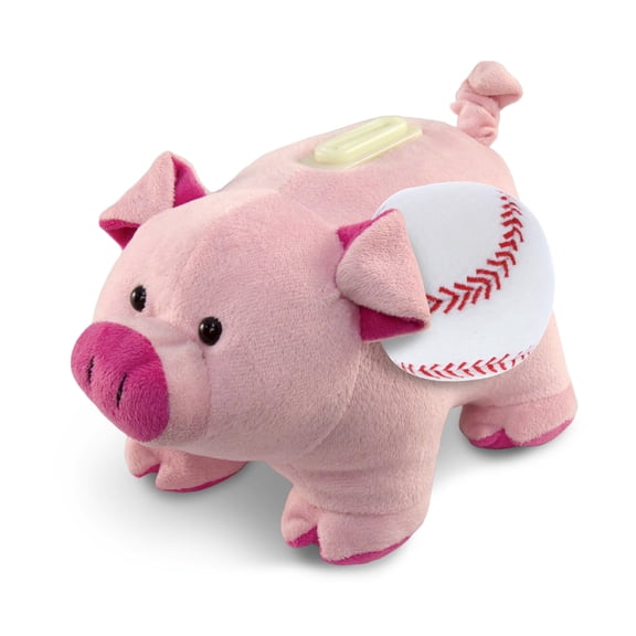 DolliBu Super Soft Pig Stuffed Animal Bank with Baseball Plush - Soft Pig Gift, Cute Farm Animal Bank with Plush Baseball Toy for Kids, Adults - 9 Inches