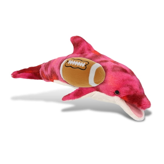 DolliBu Super Soft Pink Tie-Dye Dolphin Stuffed Animal with Football Plush - Soft Dolphin, Adorable Playtime Plush Toy, Cute Ocean Life Gift Doll Animal Toy for Kids and Adults - 18 Inches