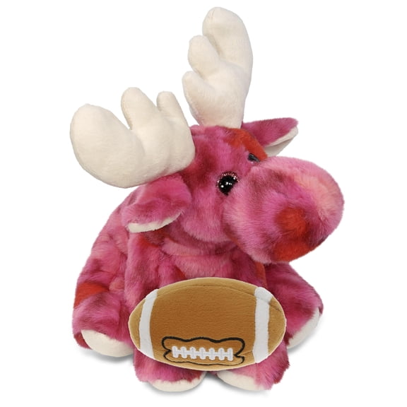DolliBu Super Soft Pink Tie-Dye Floppy Moose Stuffed Animal with Football Plush - Soft Huggable Moose, Adorable Playtime Plush Toy, Cute Wild Life Gift Doll Animal Toy for Kids and Adults - 9 Inches