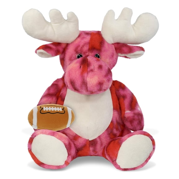 DolliBu Super Soft Pink Tie-Dye XL Moose Stuffed Animal with Football Plush - Soft Moose, Adorable Playtime Plush Toy, Cute Wild Life Gift Doll Animal Toy for Kids and Adults - 15 Inches