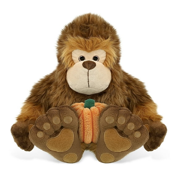 DolliBu Super Soft Plush Big Foot Stuffed Animal with Pumpkin Decor - Pumpkin Plush Animal for Fall, Halloween and Thanksgiving, Pumpkin Toy for Baby, Kids, Adults - 12 Inches