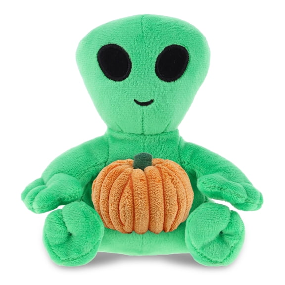 DolliBu Super Soft Plush Green Alien Space Creature with Pumpkin Decor - Pumpkin Plush Animal for Fall, Halloween and Thanksgiving, Pumpkin Toy for Baby, Kids, Adults - 6 Inches