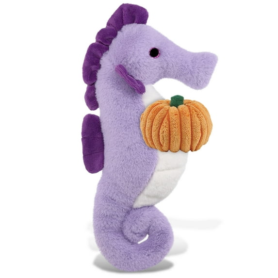 DolliBu Super Soft Plush Purple Seahorse Stuffed Animal with Pumpkin Decor - Pumpkin Plush Animal for Fall, Halloween and Thanksgiving, Pumpkin Toy for Baby, Kids, Adults - 12 Inches