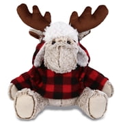 DolliBu Super Soft Plush Red Plaid Outfit Moose - Soft Huggable Wild Life Moose, Adorable Playtime Zoo Moose Plush with Clothes, Cute Wildlife Cuddle Gift Super Soft Plush Doll Toy For Kids - 9 Inches