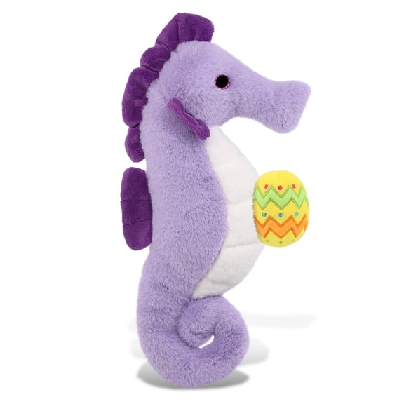 DolliBu Super Soft Purple Seahorse with Yellow Easter Egg Plush - Perfect Seahorse Stuffed Animals for Easter Basket, Cute Easter Egg Stuffed Animal Spring Toys for Girls, Boys, and Babies - 12 Inches